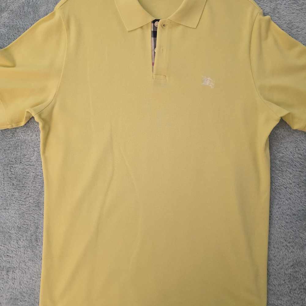 Burberry Brit Yellow Polo Shirt w Check Collar sz L